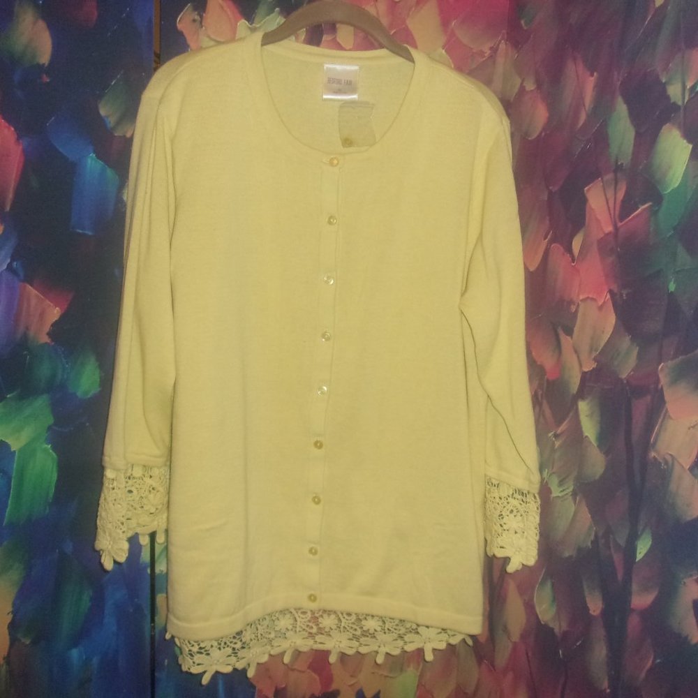 Yellow Two-In-One 100% Cotton Cardigan *** (SALE-$15) - Picture 2 of 5